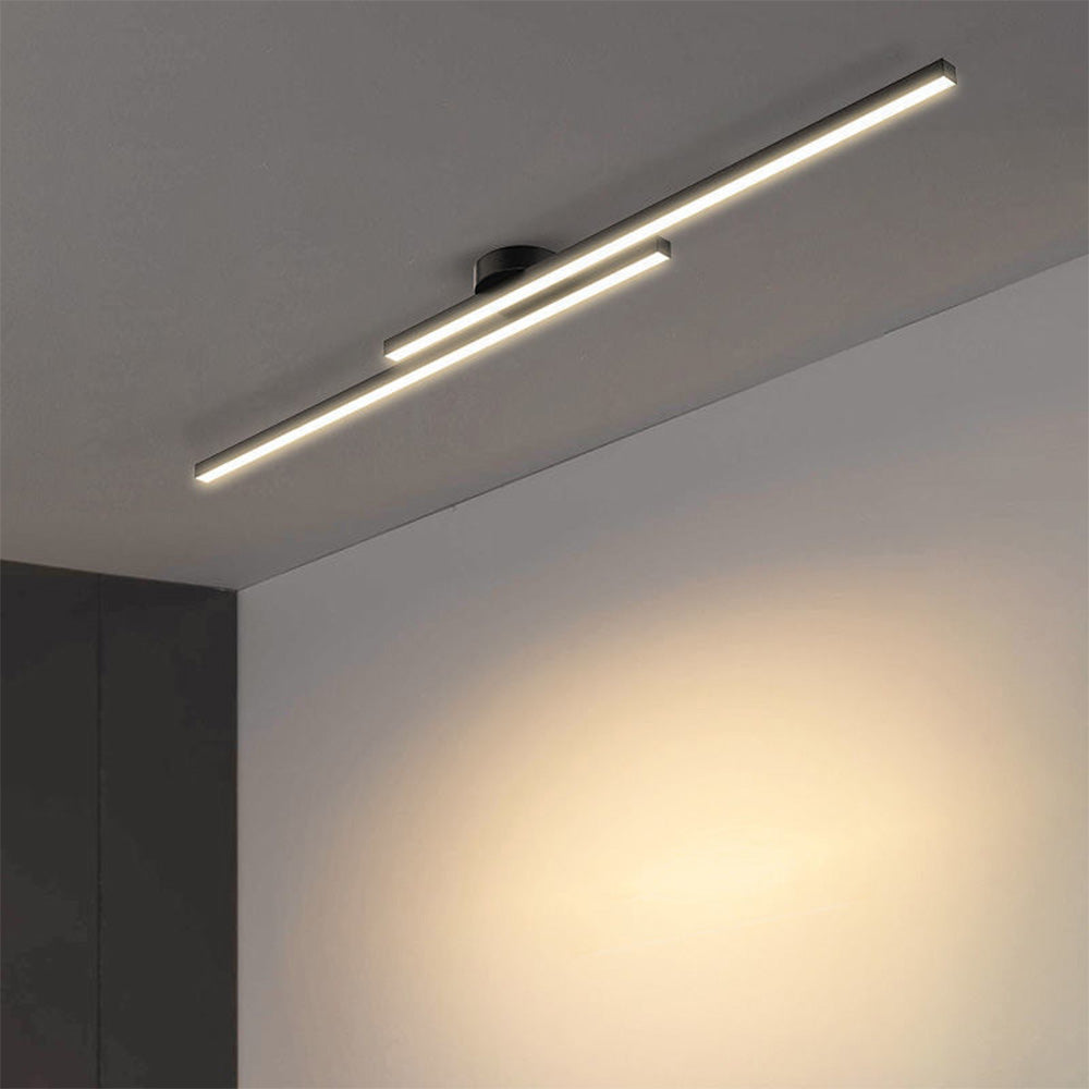 Long Strip Semi Flush Mount Ceiling Light | Aluminium