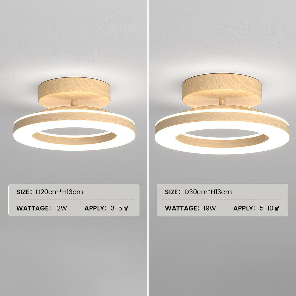 Wood Acrylic Round LED Ceiling Light | Minimalist