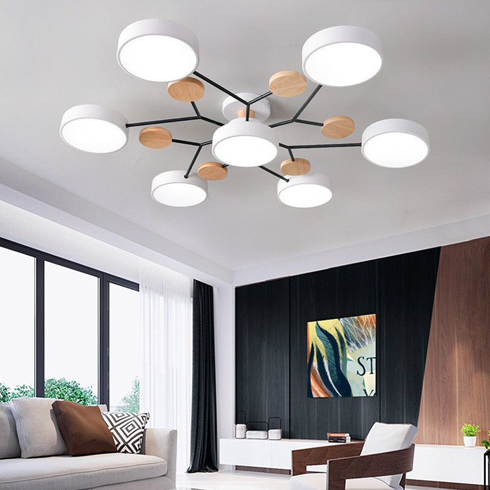 Modern Circular Semi Flush Mount LED Ceiling Light | Living Room