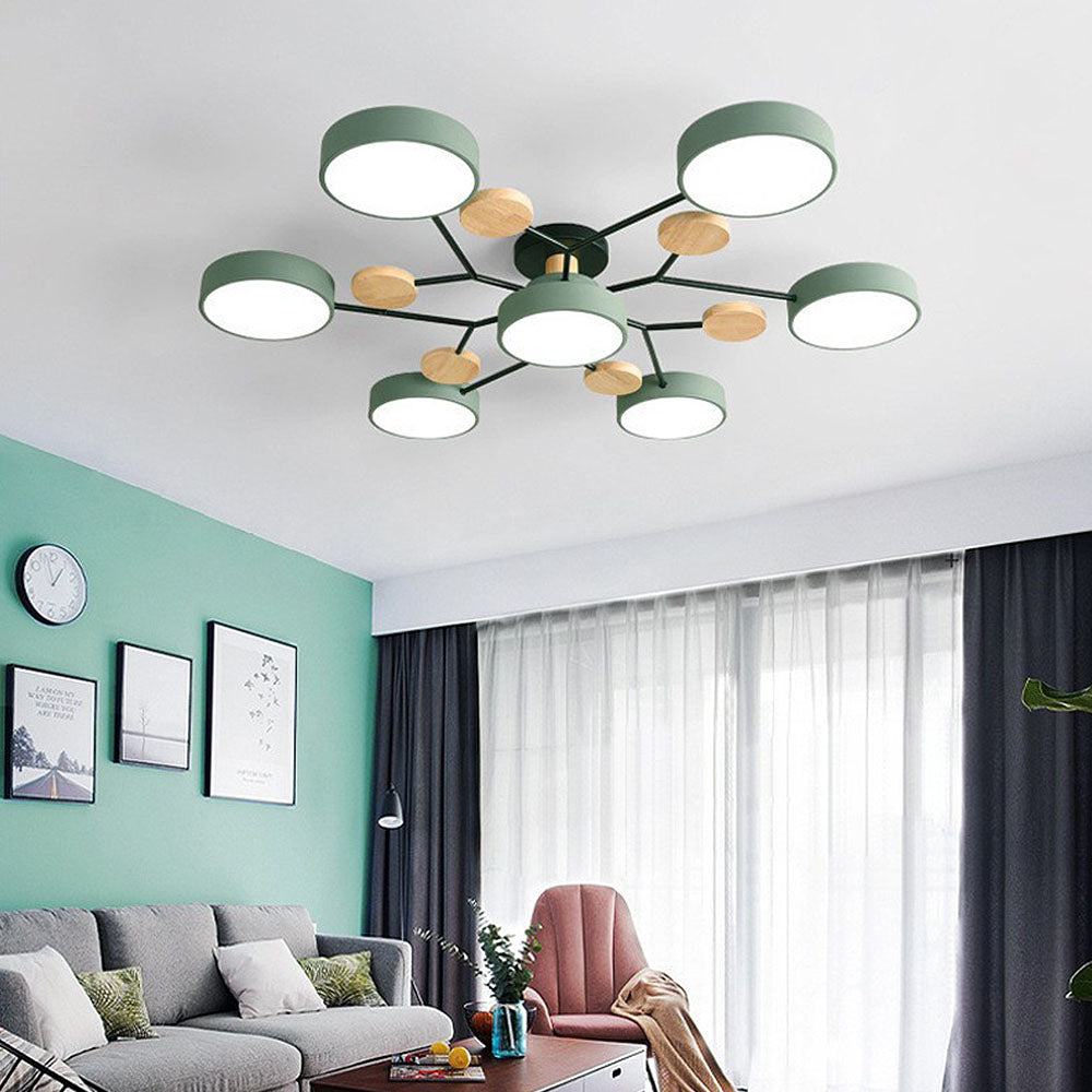 Modern Circular Semi Flush Mount LED Ceiling Light | Living Room