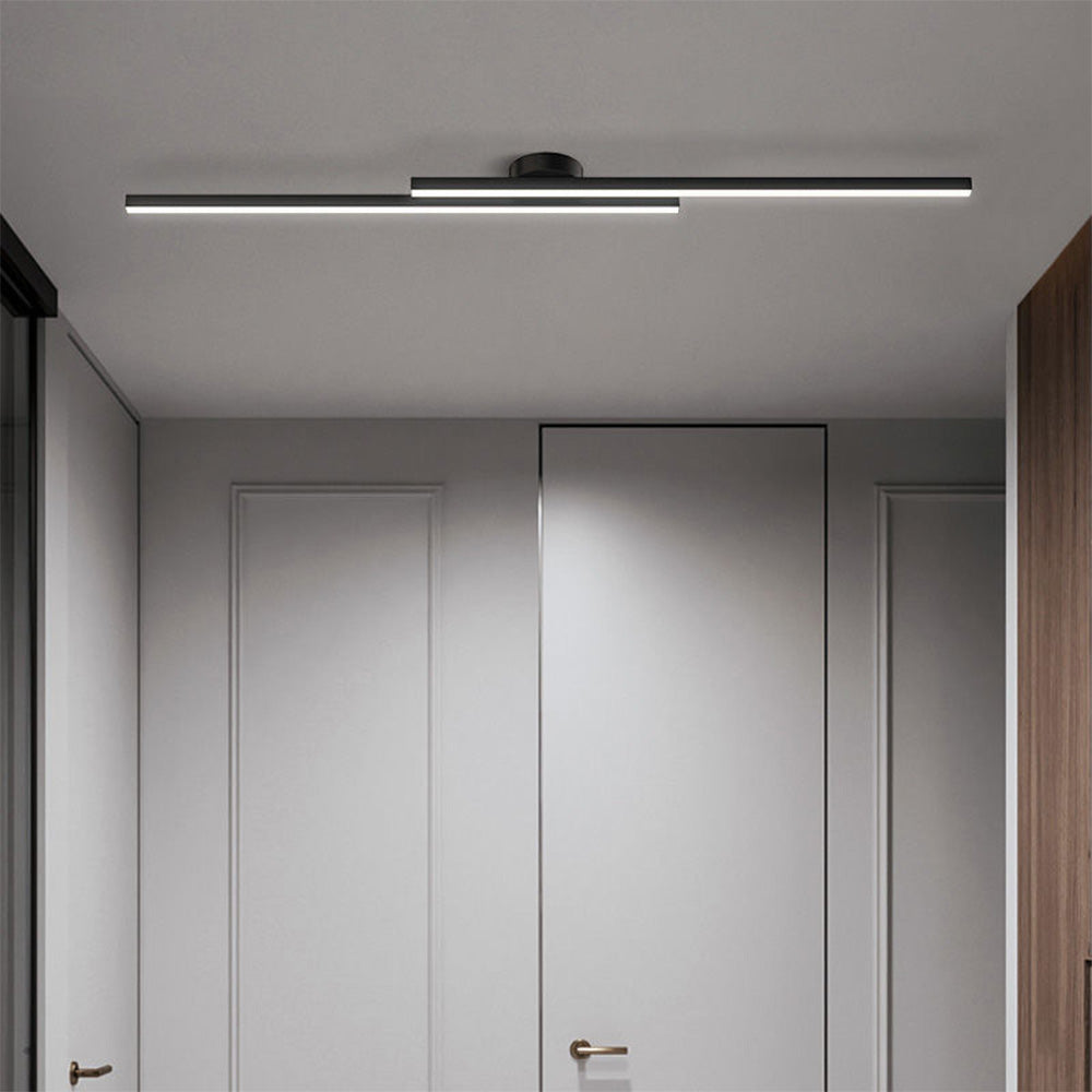 Long Strip Semi Flush Mount Ceiling Light | Aluminium