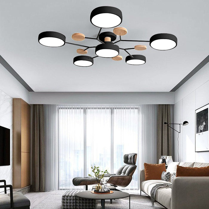 Modern Circular Semi Flush Mount LED Ceiling Light | Living Room