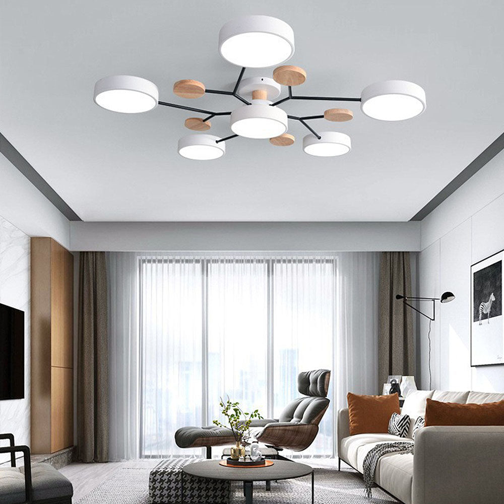 Modern Circular Semi Flush Mount LED Ceiling Light | Living Room