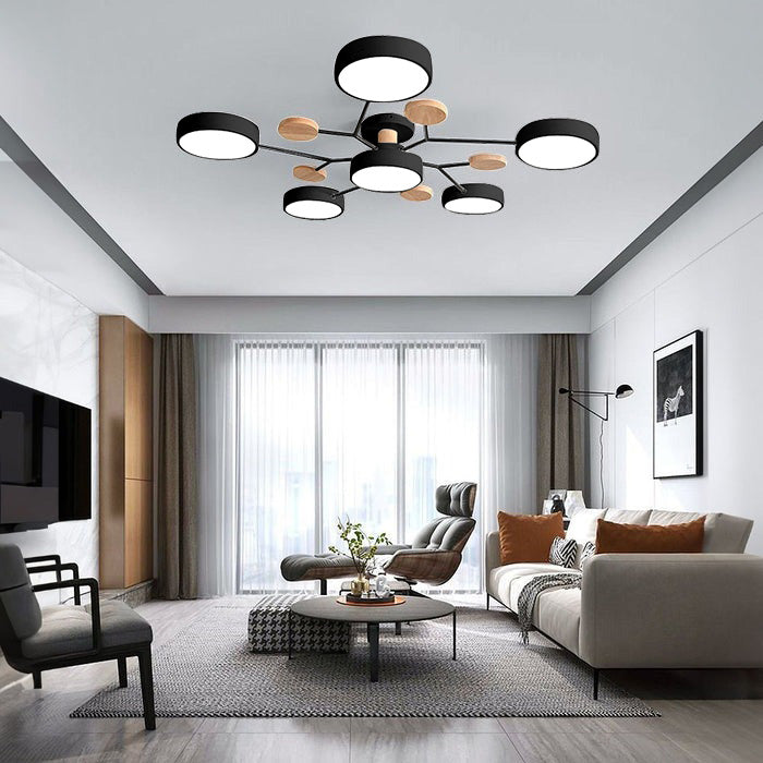 Modern Circular Semi Flush Mount LED Ceiling Light | Living Room