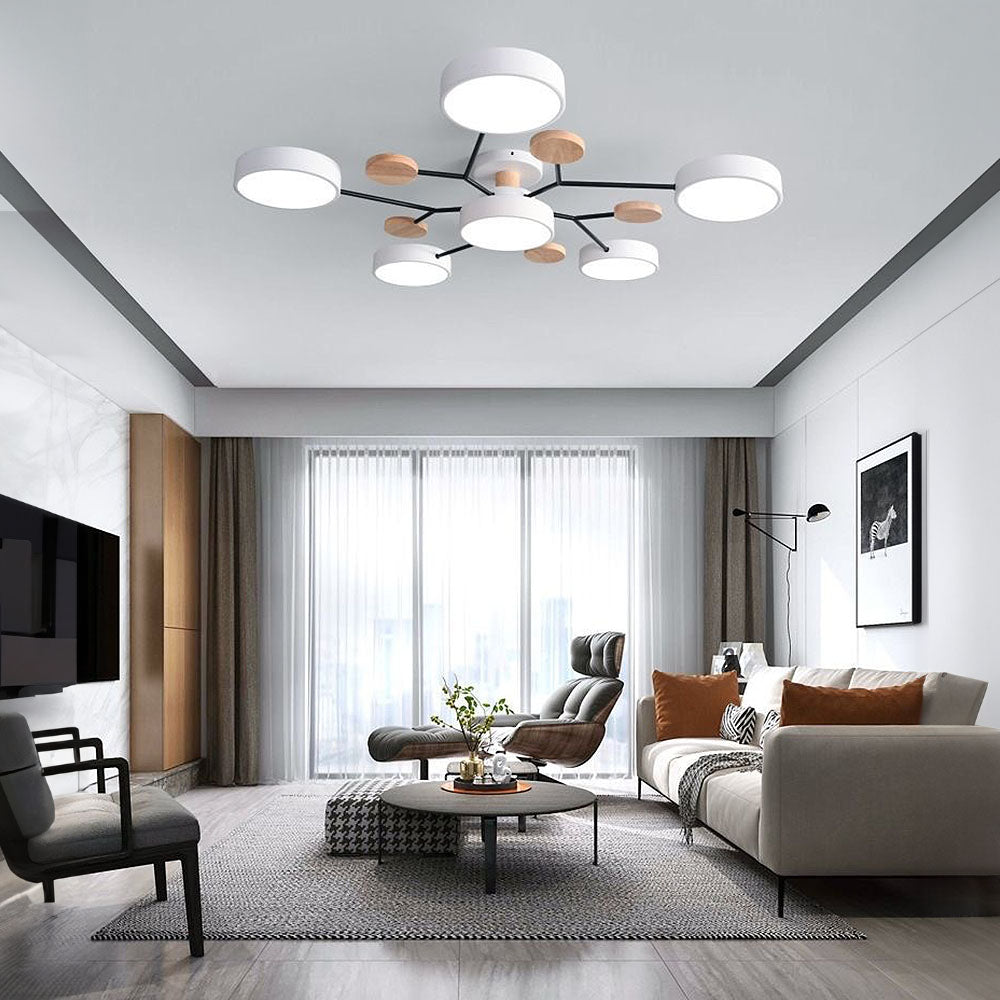Modern Circular Semi Flush Mount LED Ceiling Light | Living Room