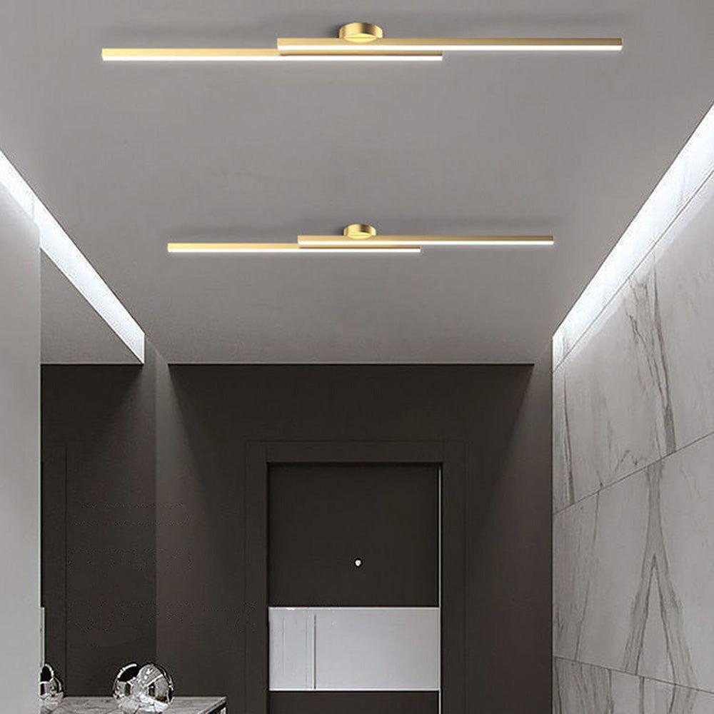 Long Strip Semi Flush Mount Ceiling Light | Aluminium