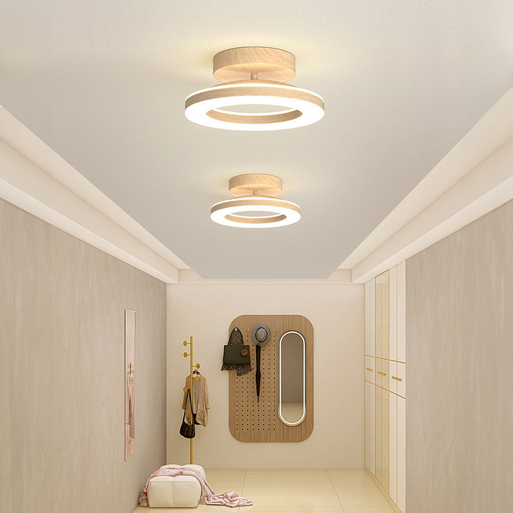 Wood Acrylic Round LED Ceiling Light | Minimalist