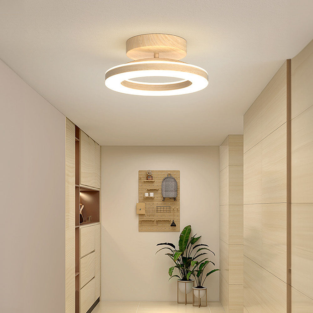 Wood Acrylic Round LED Ceiling Light | Minimalist