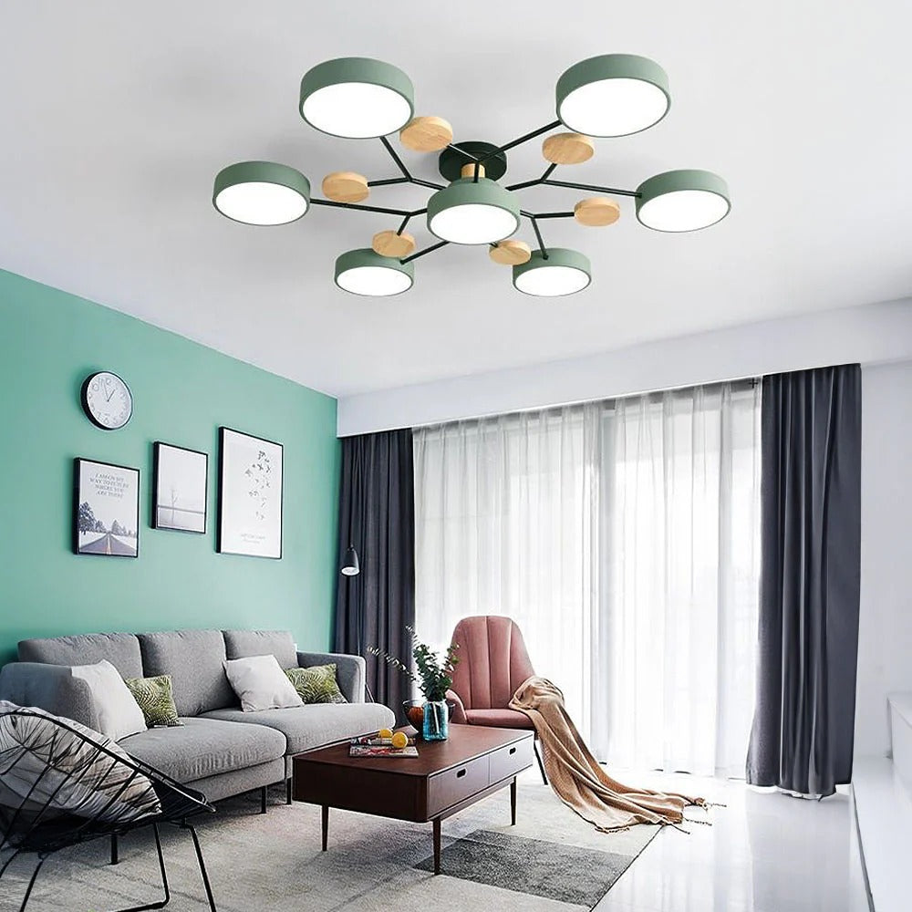 Contemporary Multi-Head Round LED Ceiling Chandelier | Nordic Semi-Flush Mount Light