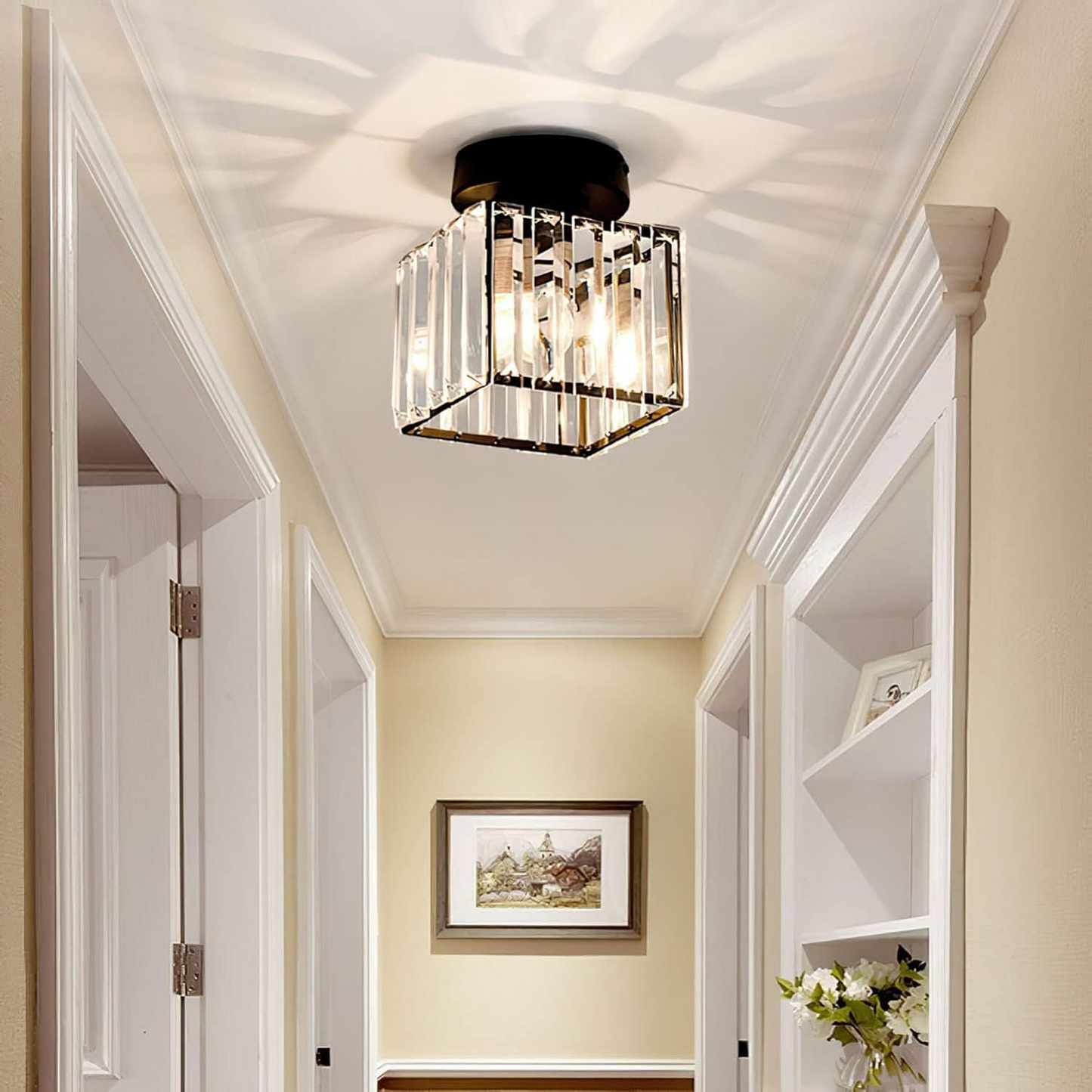 Radiant Modern Flush Mount Ceiling Light | Crystal Glow for Hallways