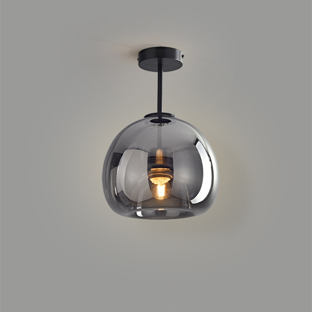 Retro Copper Glass Semi Flush Mount Ceiling Light | Modern