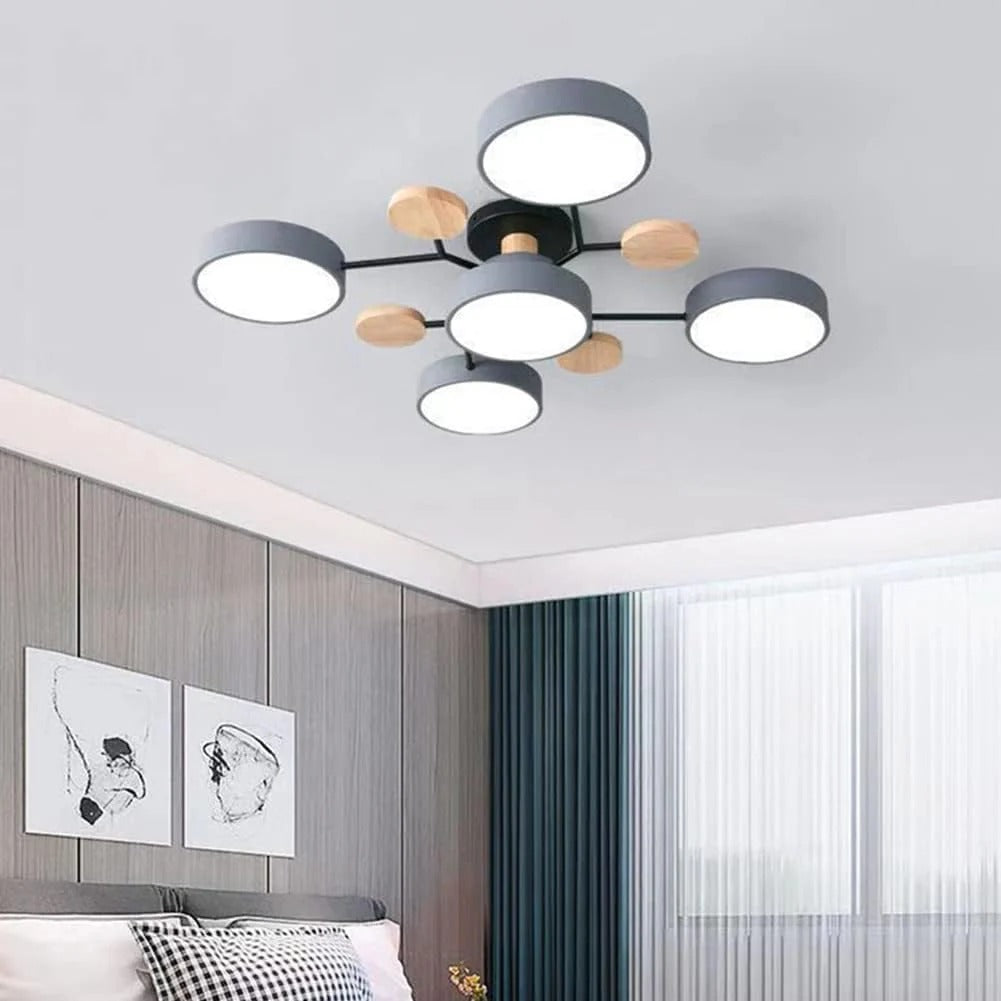 Contemporary Multi-Head Round LED Ceiling Chandelier | Nordic Semi-Flush Mount Light