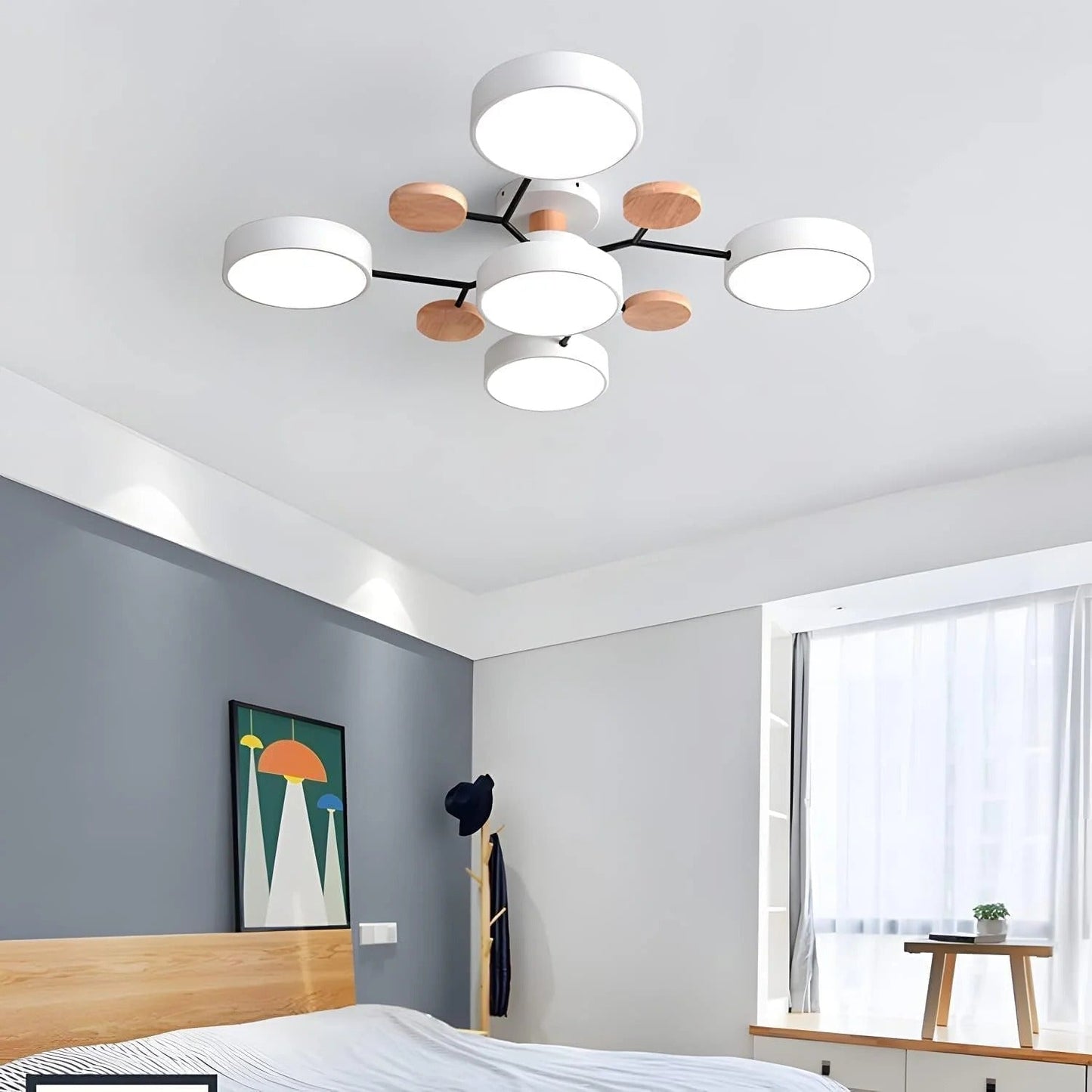 Contemporary Multi-Head Round LED Ceiling Chandelier | Nordic Semi-Flush Mount Light