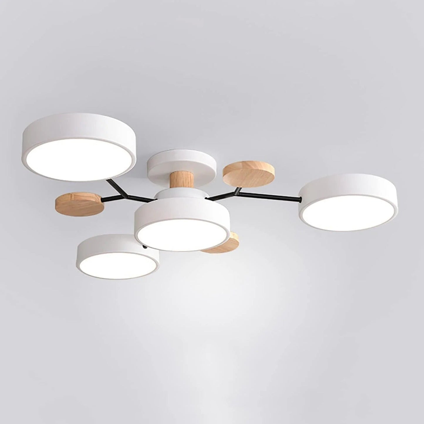 Contemporary Multi-Head Round LED Ceiling Chandelier | Nordic Semi-Flush Mount Light