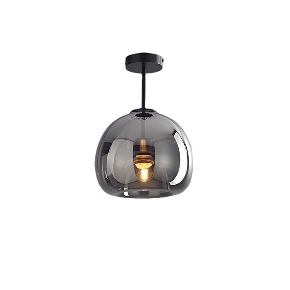 Retro Copper Glass Semi Flush Mount Ceiling Light | Modern
