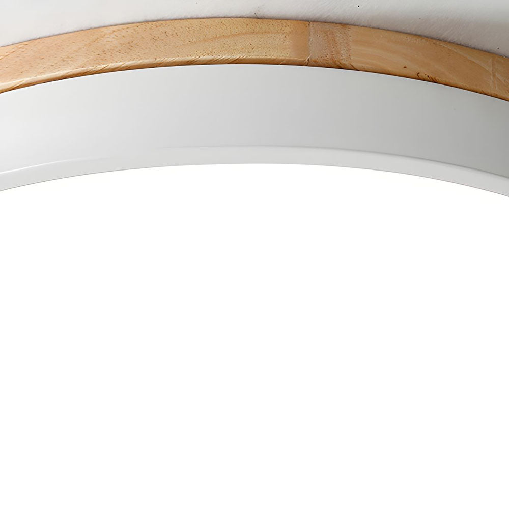 Scandinavian Style Wooden Round Flush Mount Ceiling Light | LED for Living Room