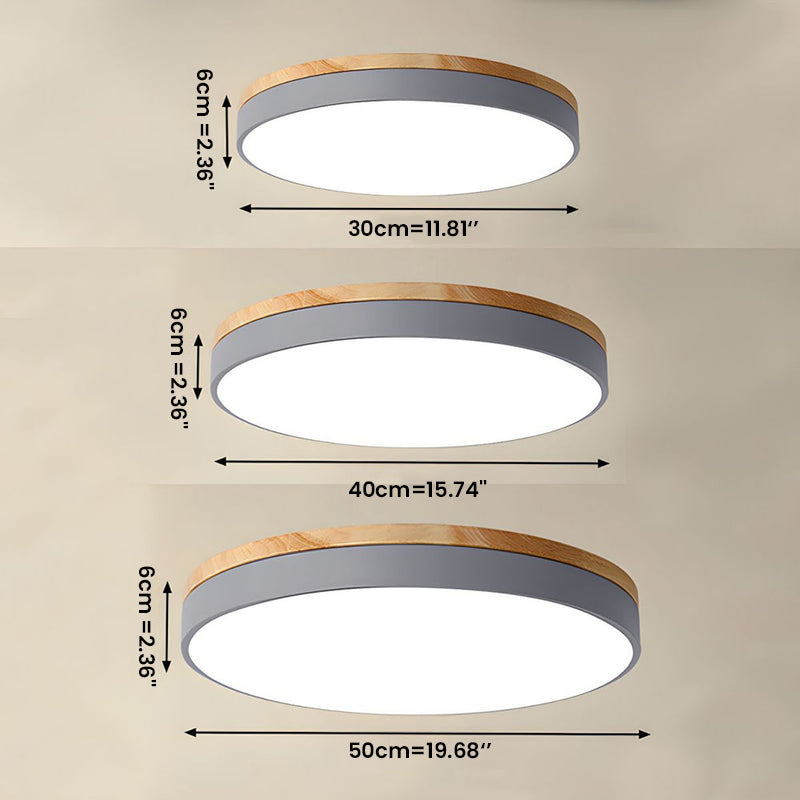 Scandinavian Style Wooden Round Flush Mount Ceiling Light | LED for Living Room