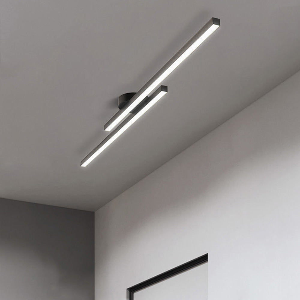 Long Strip Semi Flush Mount Ceiling Light | Aluminium