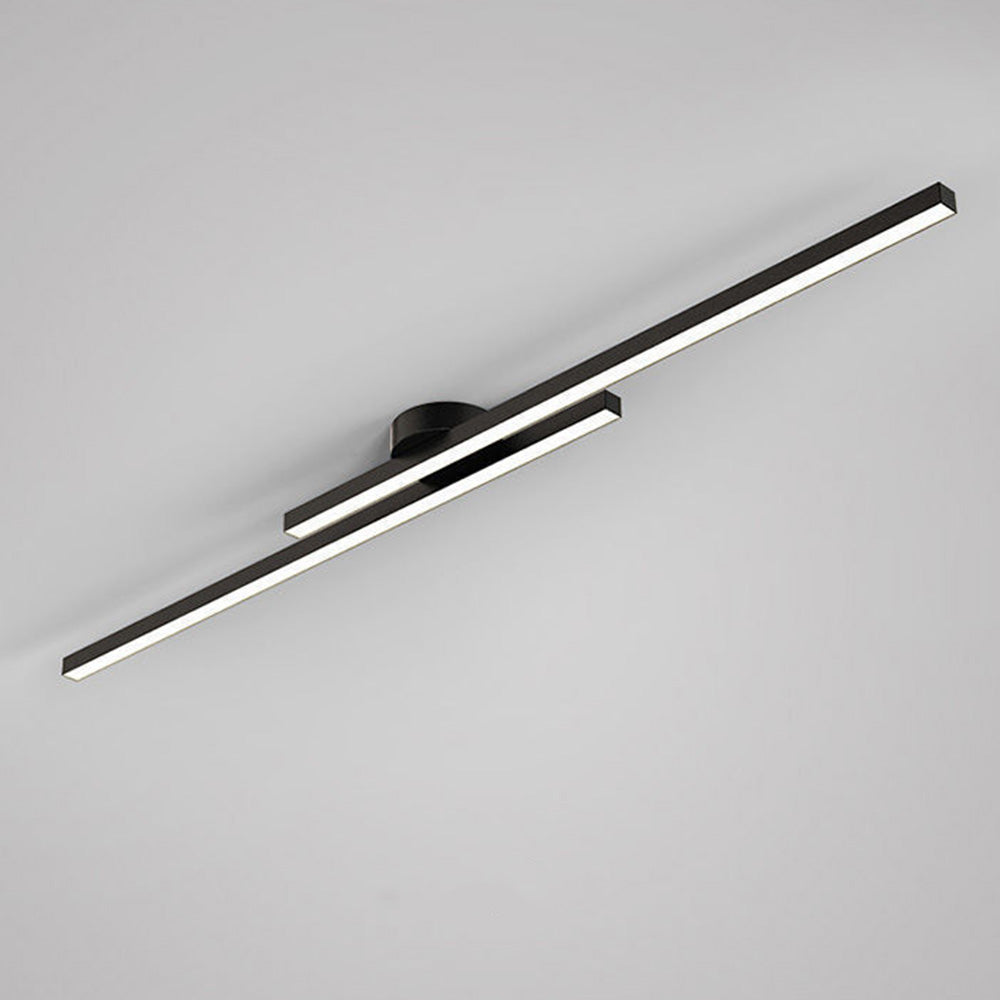 Long Strip Semi Flush Mount Ceiling Light | Aluminium