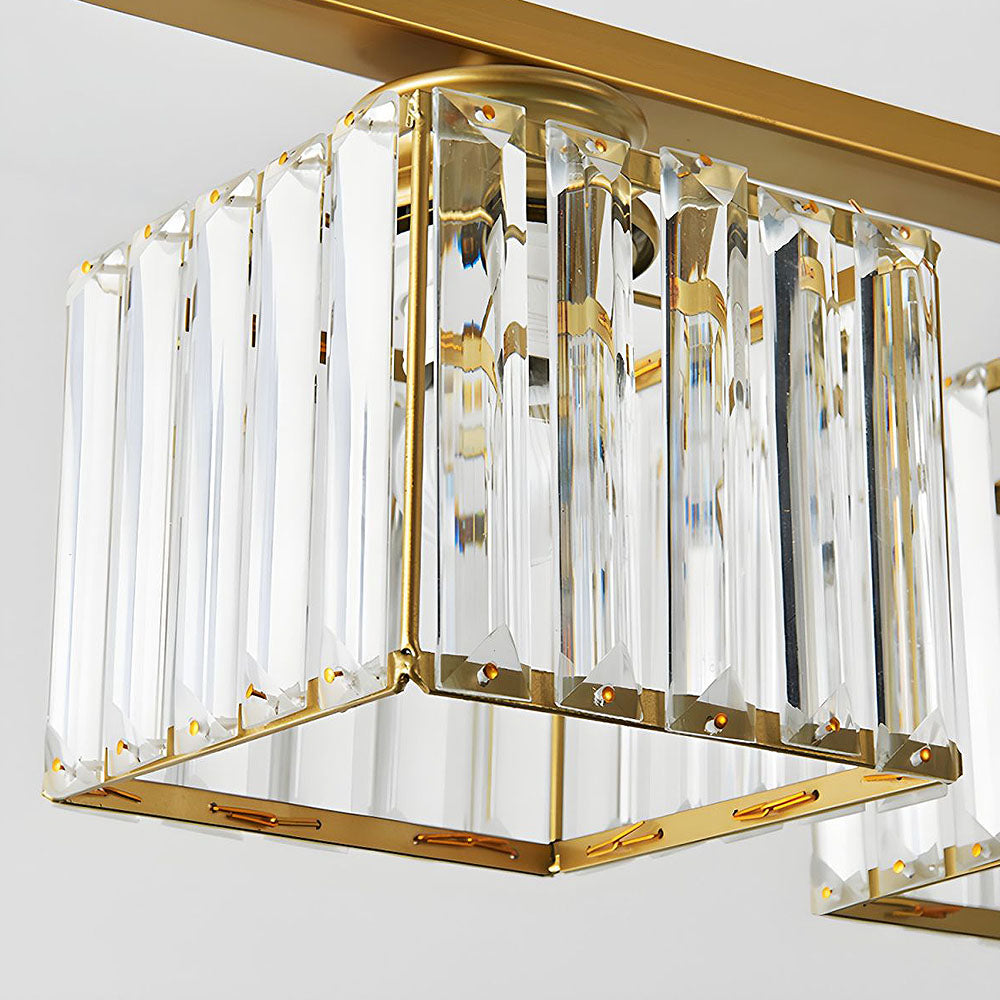 Nordic Modern Rectangular Glass Island Chandelier | Multi-Head LED Pendant Light
