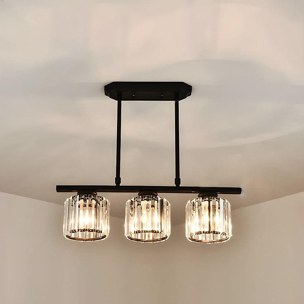 Nordic Modern Rectangular Glass Island Chandelier | Multi-Head LED Pendant Light