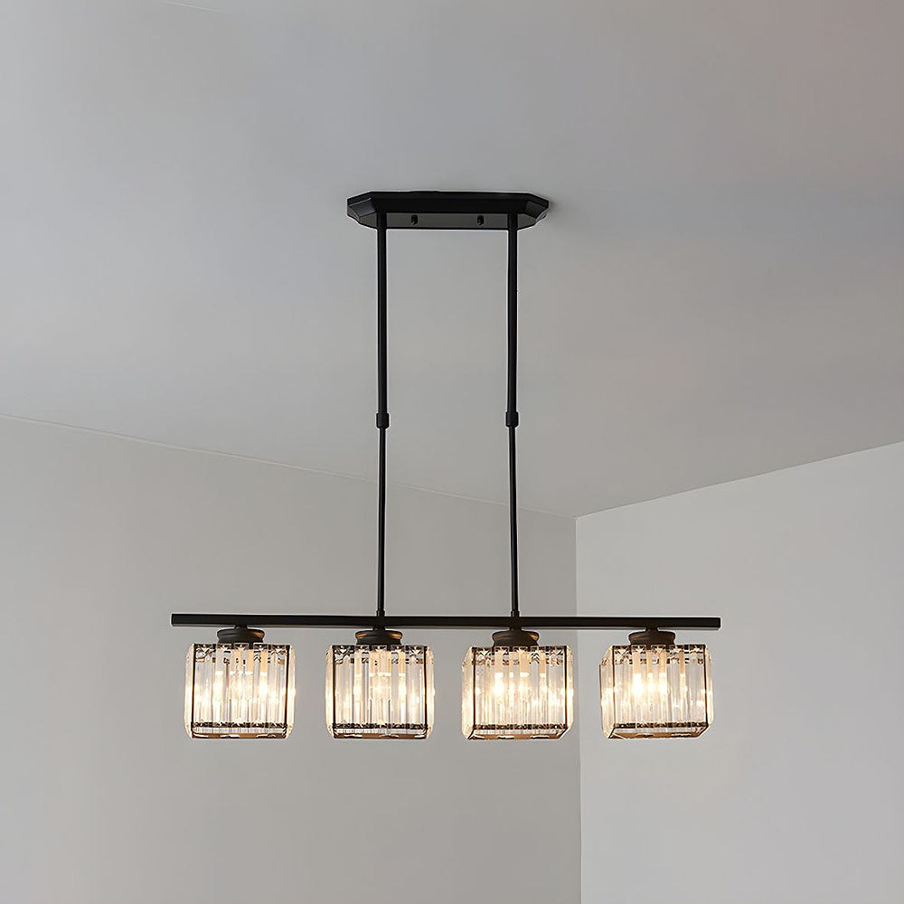 Nordic Modern Rectangular Glass Island Chandelier | Multi-Head LED Pendant Light