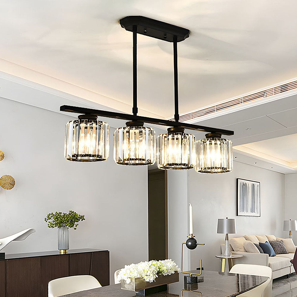 Nordic Modern Rectangular Glass Island Chandelier | Multi-Head LED Pendant Light