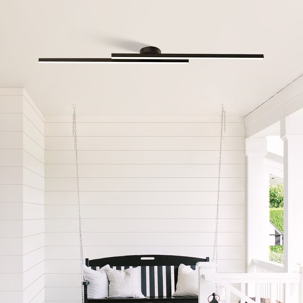 Long Strip Semi Flush Mount Ceiling Light | Aluminium