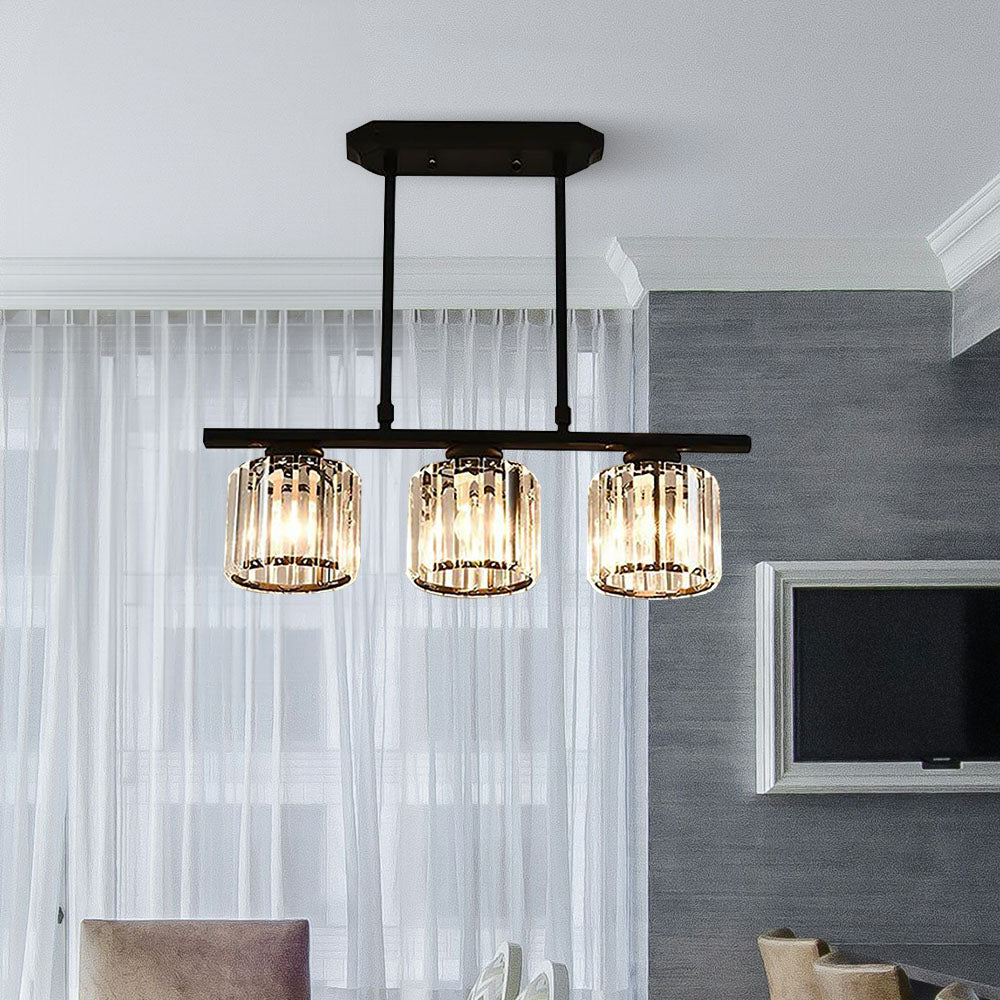 Nordic Modern Rectangular Glass Island Chandelier | Multi-Head LED Pendant Light