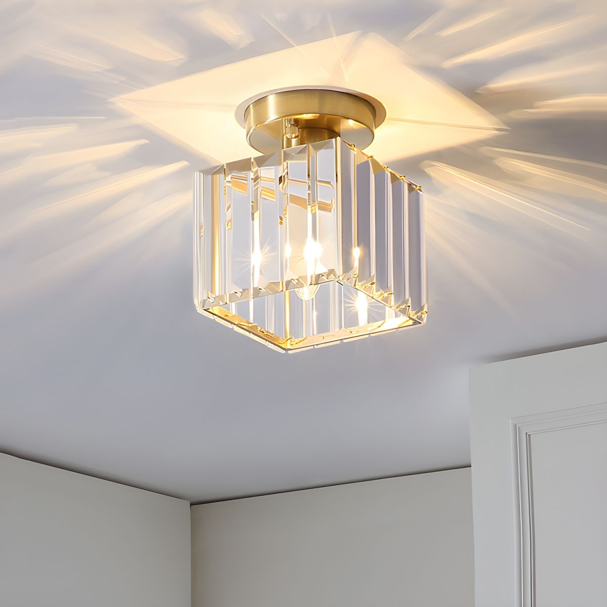 Radiant Modern Flush Mount Ceiling Light | Crystal Glow for Hallways