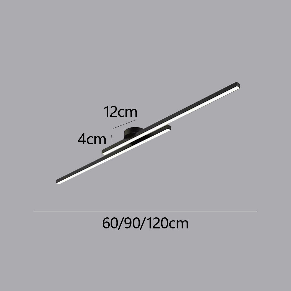 Long Strip Semi Flush Mount Ceiling Light | Aluminium