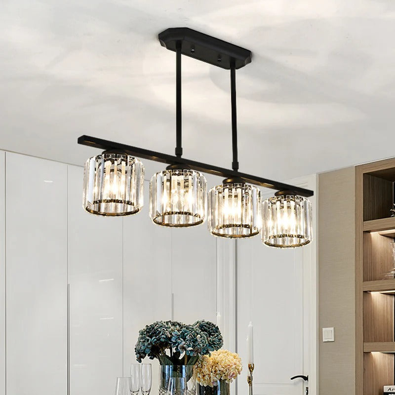 Nordic Modern Rectangular Glass Island Chandelier | Multi-Head LED Pendant Light