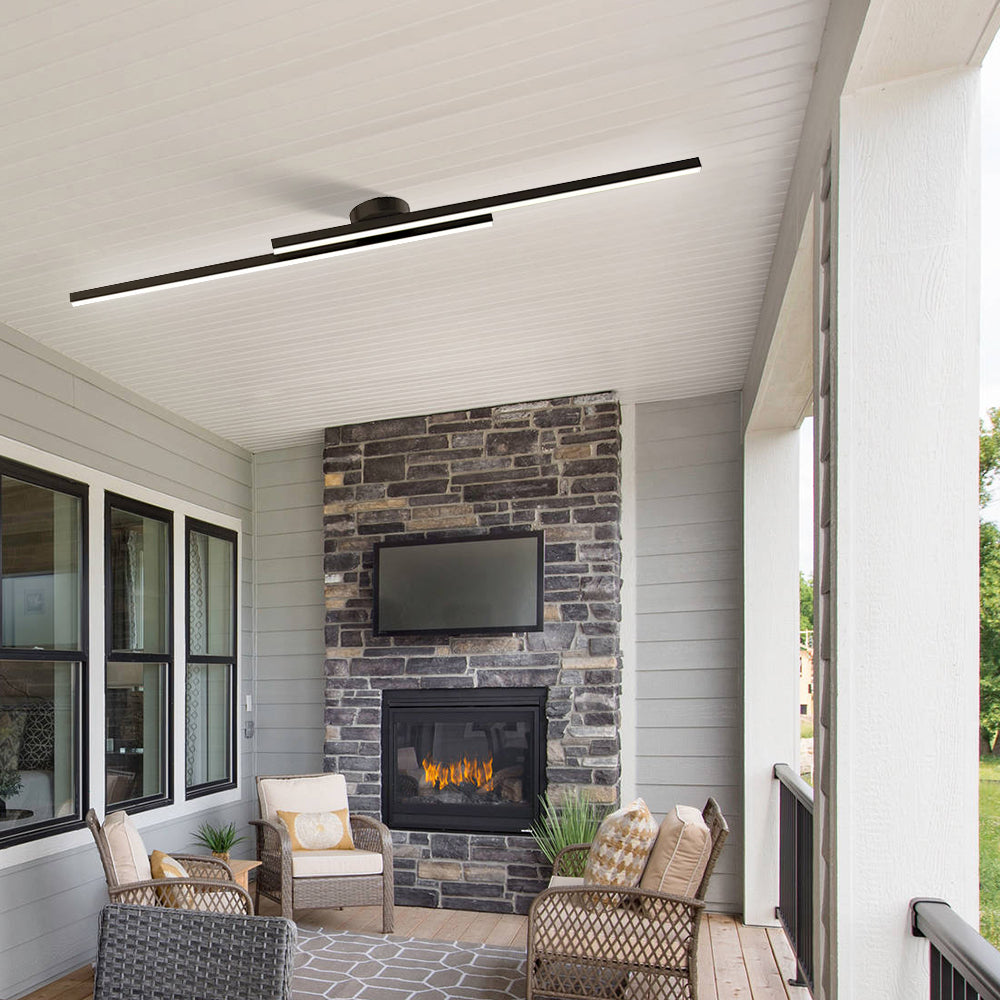 Long Strip Semi Flush Mount Ceiling Light | Aluminium