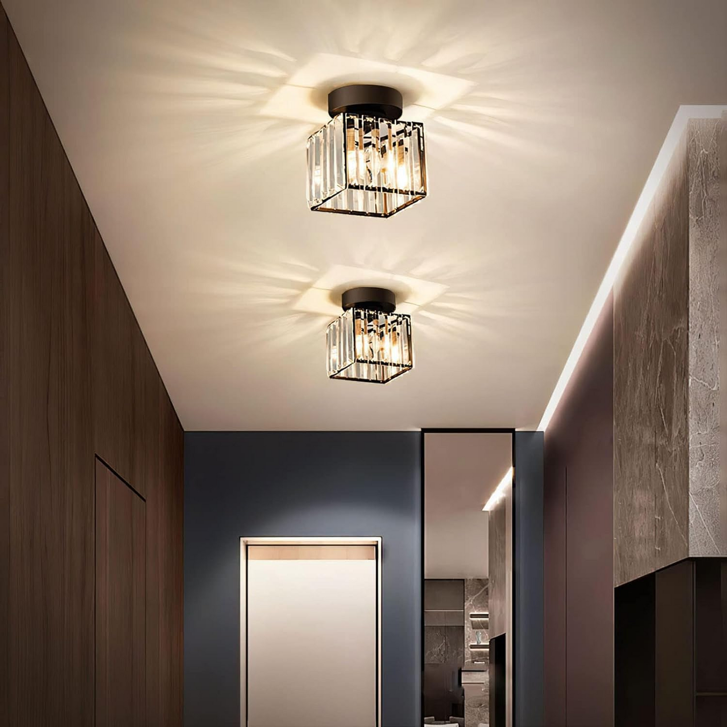 Radiant Modern Flush Mount Ceiling Light | Crystal Glow for Hallways