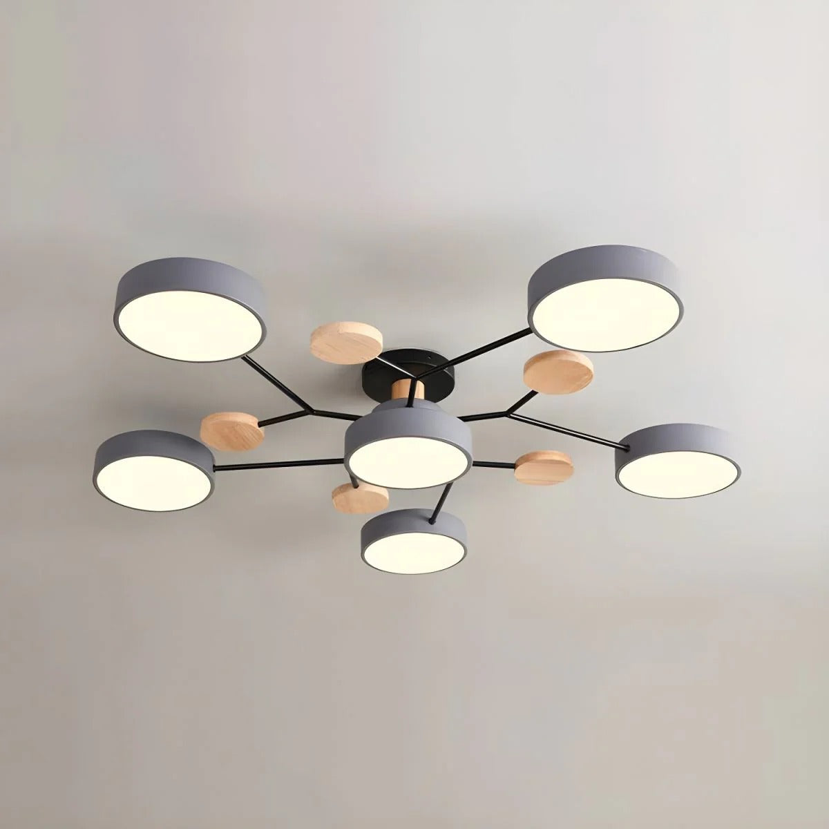 Contemporary Multi-Head Round LED Ceiling Chandelier | Nordic Semi-Flush Mount Light