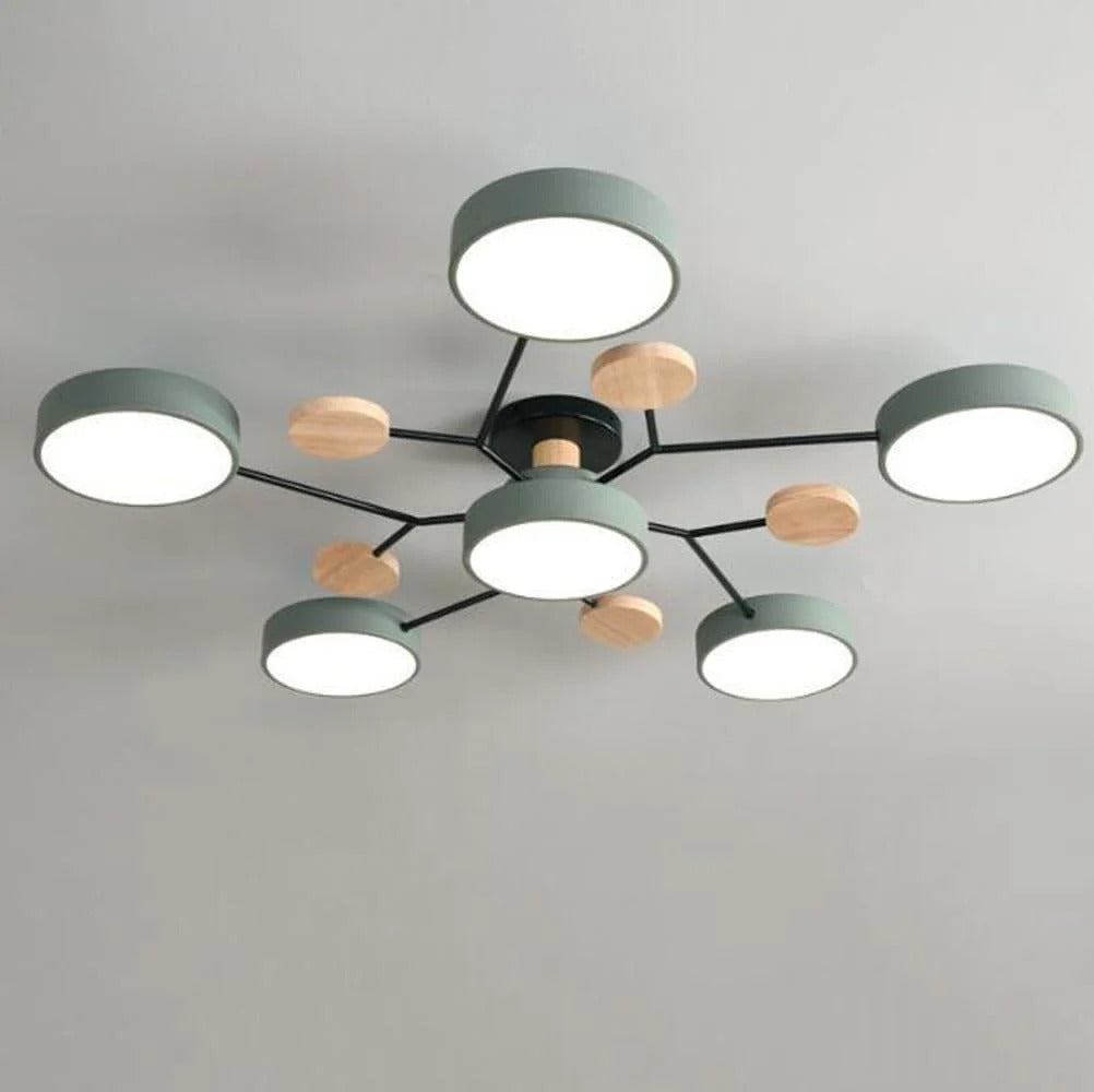Contemporary Multi-Head Round LED Ceiling Chandelier | Nordic Semi-Flush Mount Light