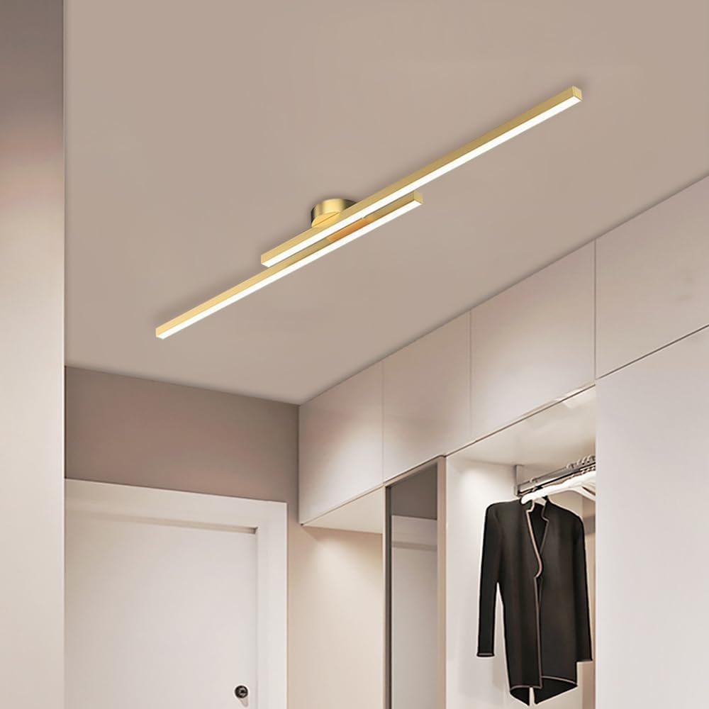 Long Strip Semi Flush Mount Ceiling Light | Aluminium