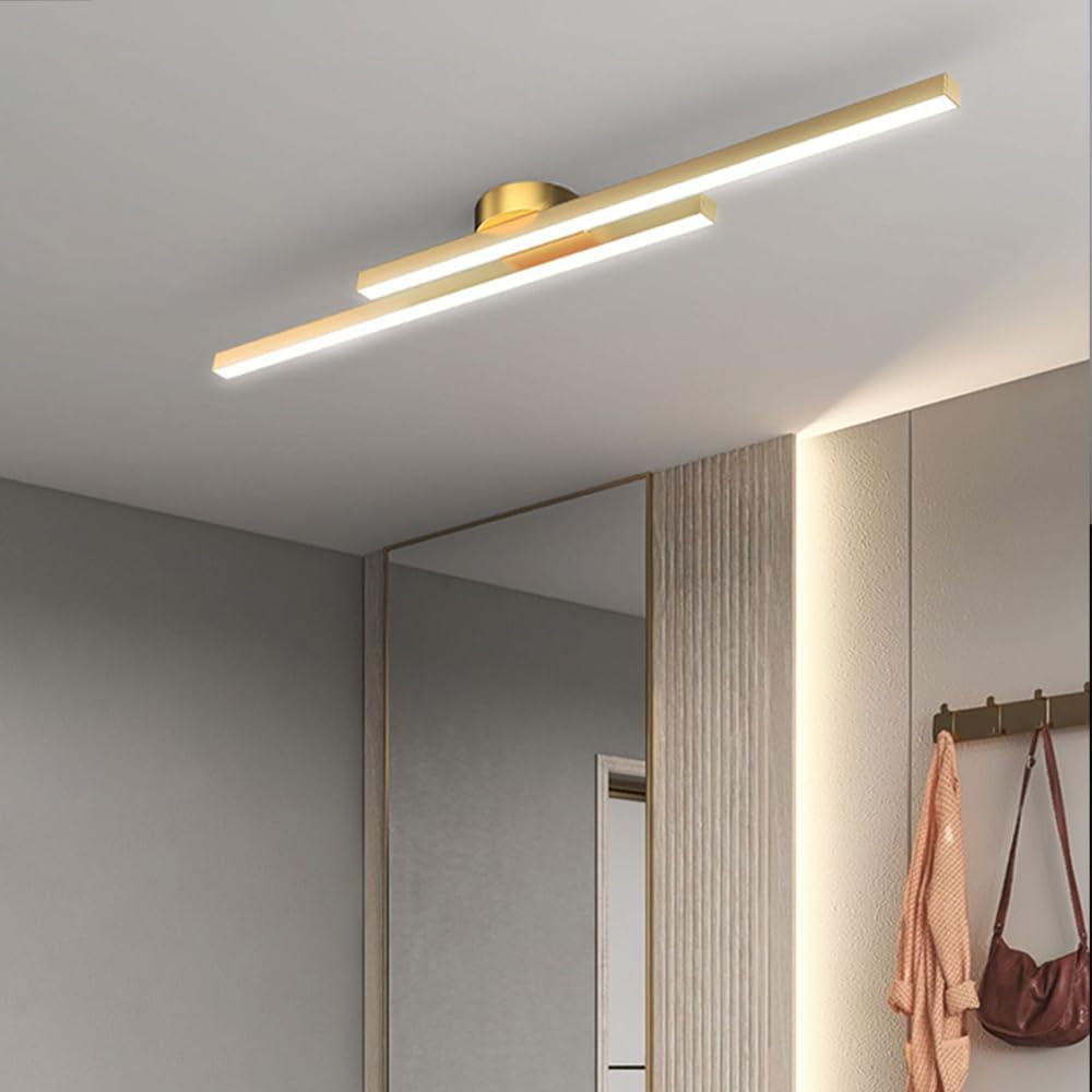 Long Strip Semi Flush Mount Ceiling Light | Aluminium