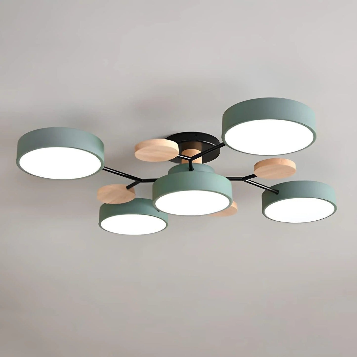 Contemporary Multi-Head Round LED Ceiling Chandelier | Nordic Semi-Flush Mount Light