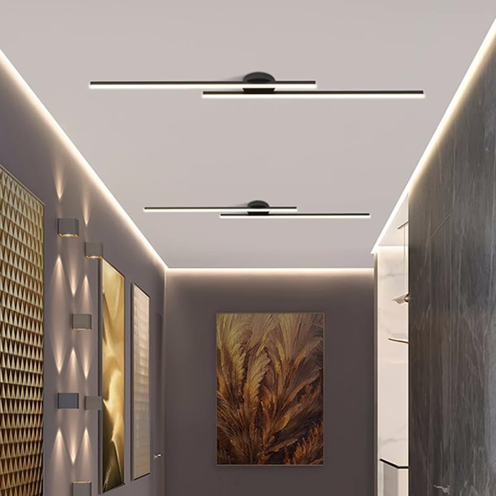 Long Strip Semi Flush Mount Ceiling Light | Aluminium