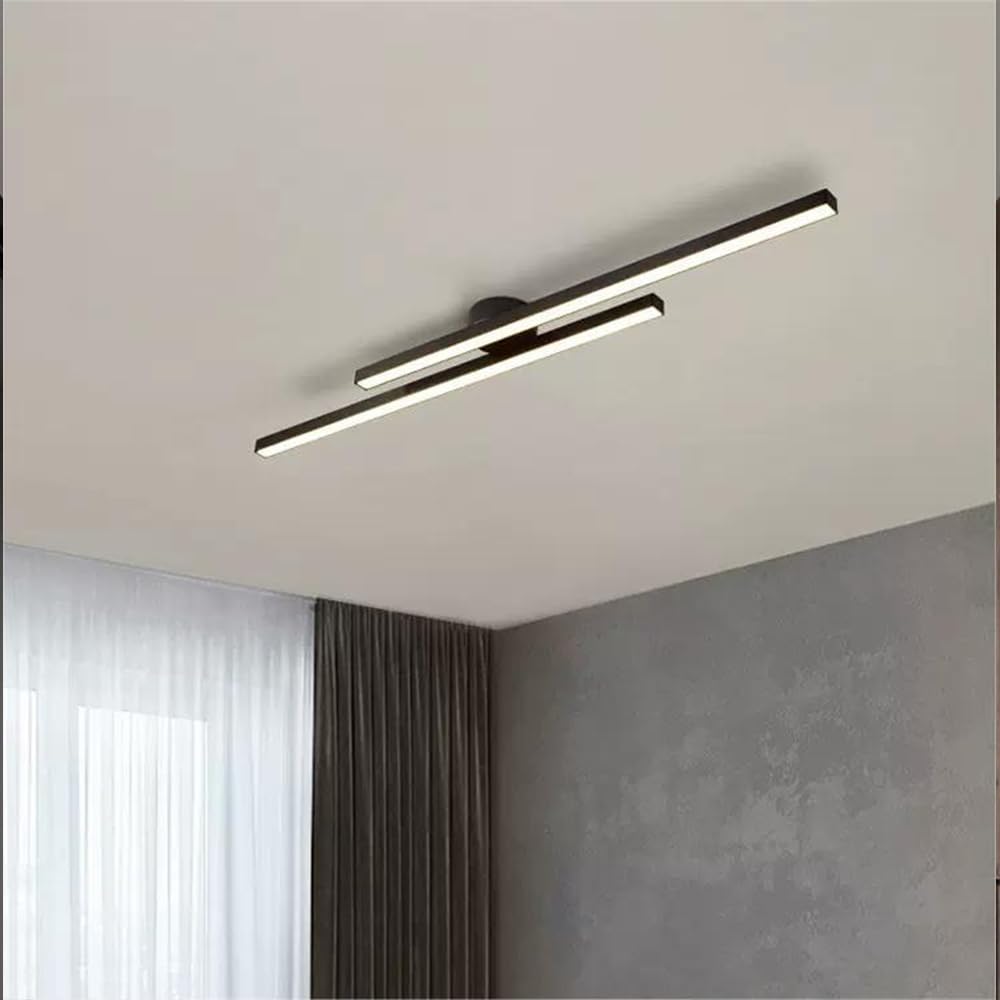 Long Strip Semi Flush Mount Ceiling Light | Aluminium