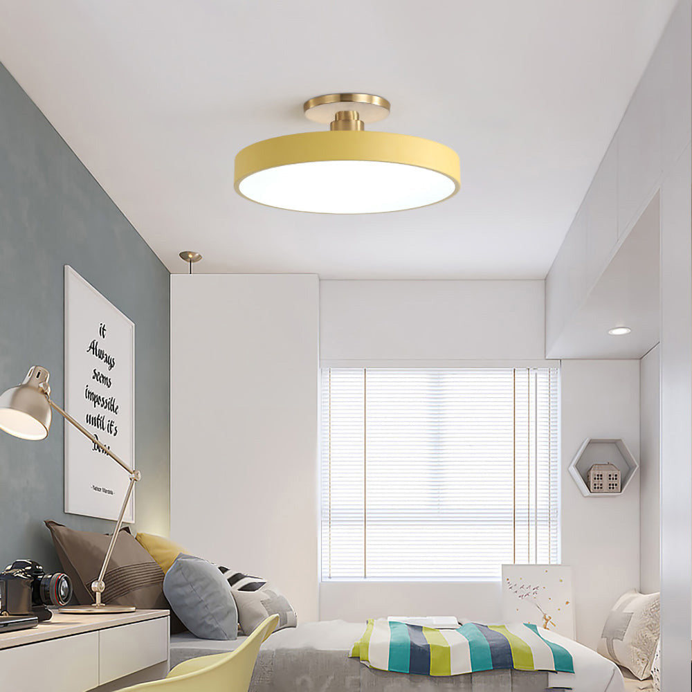 Modern Concise Circular LED Semi Flush Mount Ceiling Light | Minimalist Design
