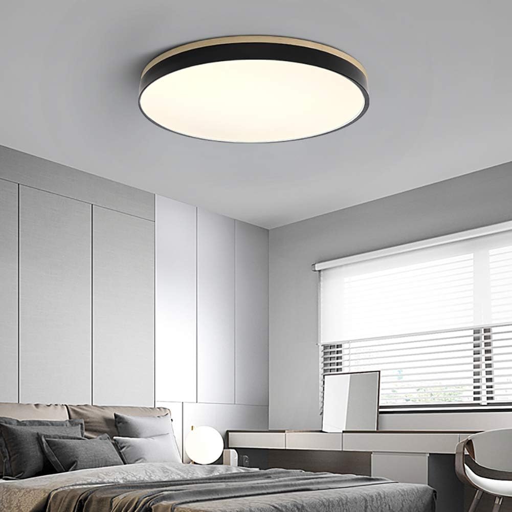 Scandinavian Style Wooden Round Flush Mount Ceiling Light | LED for Living Room