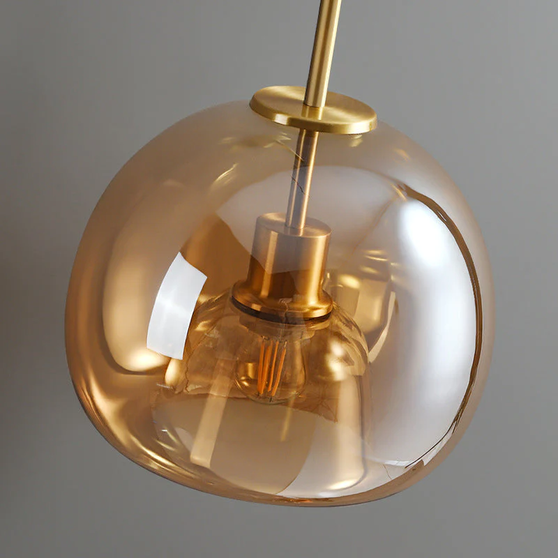 Retro Copper Glass Semi Flush Mount Ceiling Light | Modern