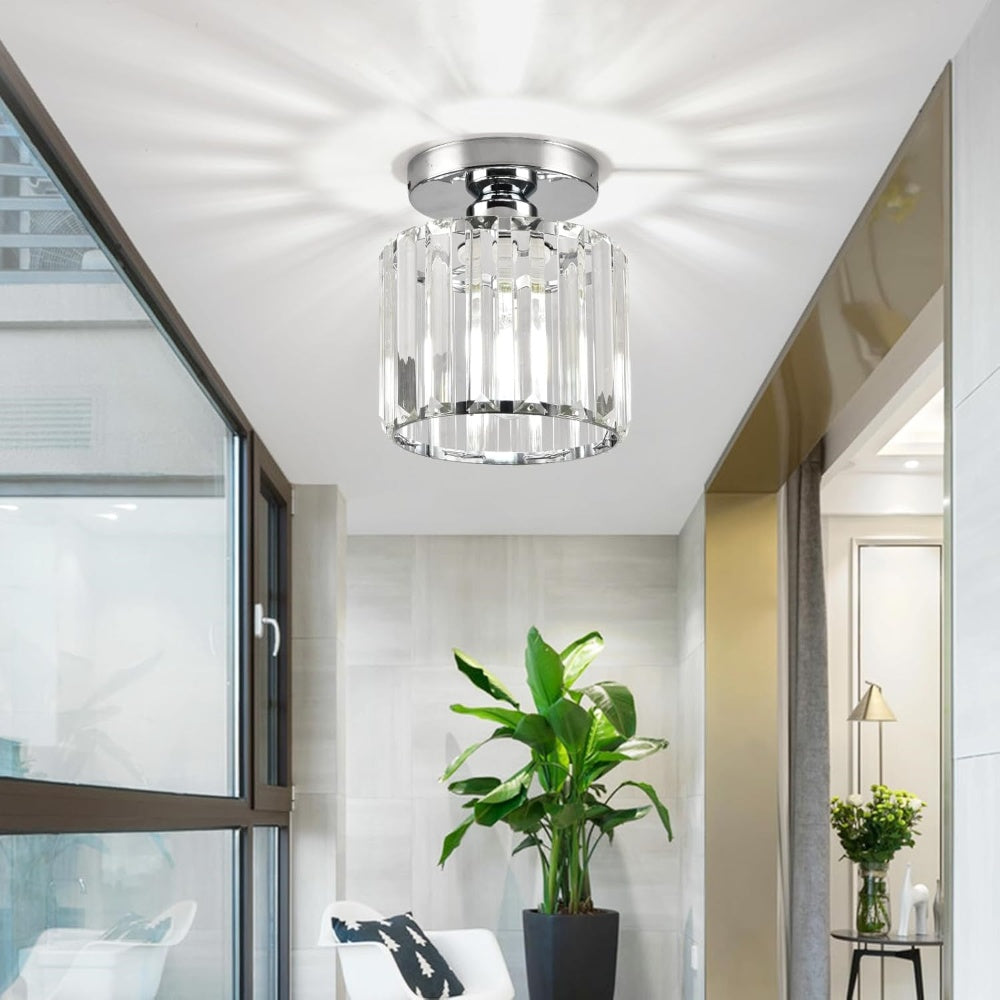 Radiant Modern Flush Mount Ceiling Light | Crystal Glow for Hallways