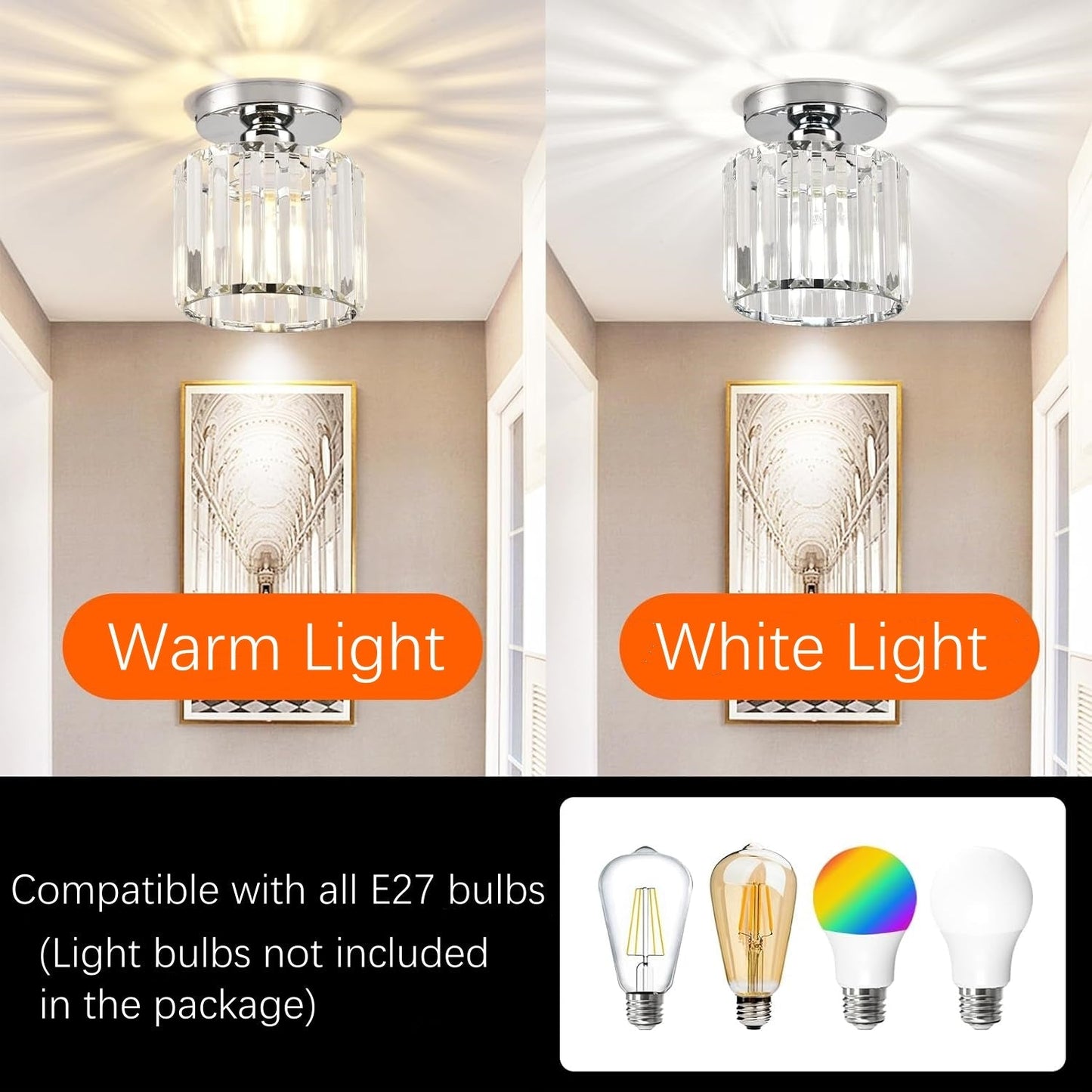 Radiant Modern Flush Mount Ceiling Light | Crystal Glow for Hallways