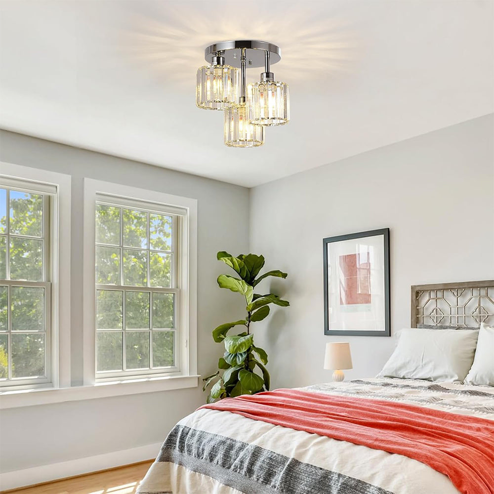 Crystal Semi Flush Ceiling Light | Elegant