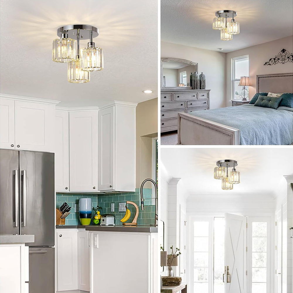 Crystal Semi Flush Ceiling Light | Elegant