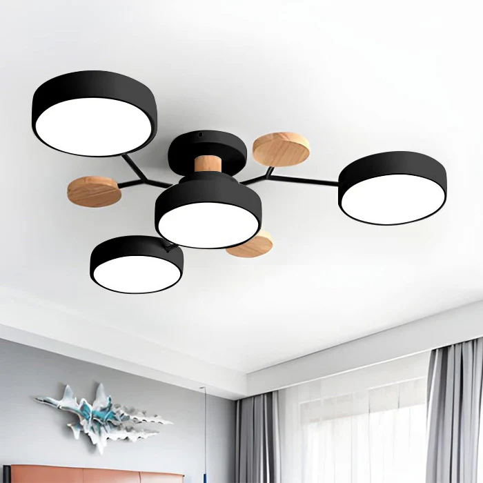 Contemporary Multi-Head Round LED Ceiling Chandelier | Nordic Semi-Flush Mount Light