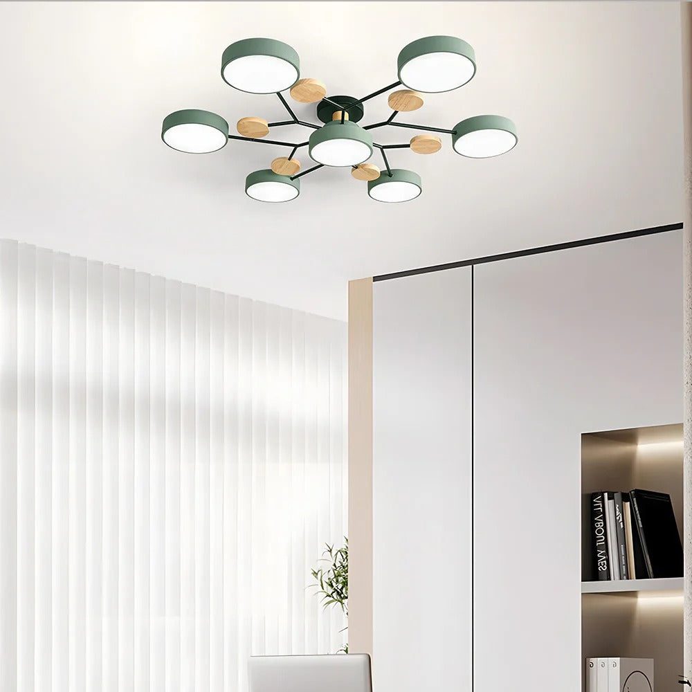 Contemporary Multi-Head Round LED Ceiling Chandelier | Nordic Semi-Flush Mount Light